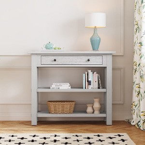CAVINAS 36 inch Console Table with Drawer,Rustic Entryway Table with 2 Sturdy Shelves for Living Room,Hallway - 1 of 4