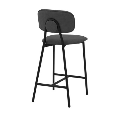 Sleek Gray Faux Leather 26" Contemporary Swivel Counter Stool
