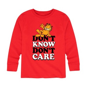 Boys' - Garfield - Don't Know Don't Care Long Sleeve Graphic T-Shirt - 1 of 4