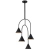 LamQee Matte Black Industrial Pendant Light Fixture, 4 Lights Large Cluster Pendant Lighting with Cone Metal Shade - 2 of 4
