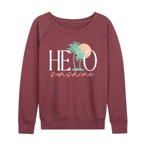 Women's - Instant Message - Hello Sunshine Palms Lightweight French Terry Wide Neck Long Sleeve Graphic Shirt - 1 of 4