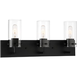 Possini Euro Design Metis Modern Wall Light Black Hardwire 24 1/4" 3-Light Fixture Clear Glass Shade for Bathroom Vanity Hallway Reading Living Room - 1 of 4