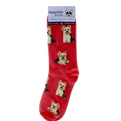 Novelty Socks 14.0" Yorkie Happy Tails Socks Premium Quality Soft E & S Pet  -  Socks