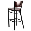 Emma and Oliver Black Decorative Slat Back Metal Restaurant Dining Barstool - 3 of 4