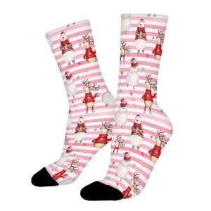 Christmas Snowman Reindeer Women Printed Crew Socks Funny Funky Socks Soft Polyester Novelty Gifts for Artists Men - 1 of 1