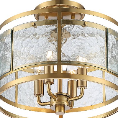 Elwood Gold 16" Drum Ceiling Light with Water Glass Shade