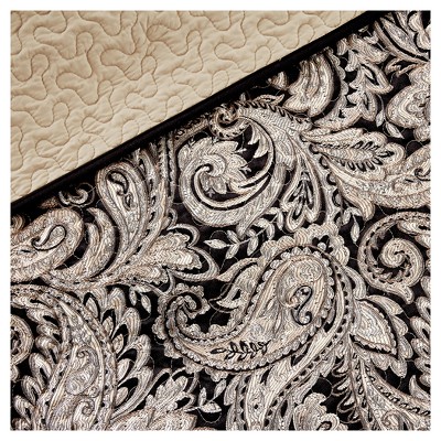 Full Black Microfiber Reversible 7-Piece Quilt Set