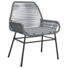 vidaXL Patio Dining Set with Cushions Garden Table and Chairs Poly Rattan Glass - 63" x 31.5" x 29.1" Gray 6-Piece - 4 of 4
