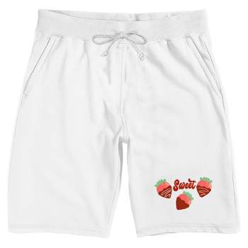 Valentine's Day "Sweet" Chocolate Strawberries Men's White Lounge Shorts