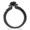 Pompeii3 1 3/8ct Treated Black Diamond Split Shank Halo Engagement Ring 14K White Gold - 3 of 4