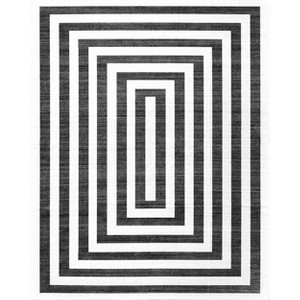 Nuloom Sharri Modern Striped Pet Friendly Machine Washable Area Rug, 4' x 6', Charcoal - 1 of 4