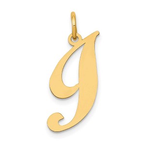 Black Bow Jewelry 14k Yellow Gold, Ella Collection Medium Fancy Script Initial I Pendant - 1 of 4