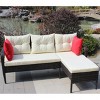Outdoor patio Furniture sets 2 piece Conversation set wicker Ratten Sectional Sofa With Seat Cushions(Beige Cushion) - 2 of 4