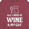Women's - Instant Message - All I Need Wine Cat Graphic Racerback Tank - 2 of 4