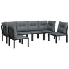 vidaXL Patio Lounge Set Sectional Sofa for Garden Black and Gray Poly Rattan - 3 of 4
