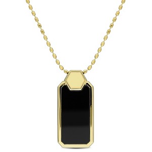 EVERLY JEWELRY | Yellow Plated Sterling Silver 22 CT TGW Black Onyx Fashion Pendant With Chain, 18-inch - 1 of 4