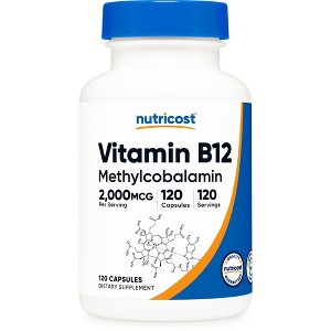 Nutricost Vitamin B12 (2000mcg) 120 Capsules -  Methylcobalamin, Vegetarian Caps, GMO-Free, Gluten Free, B12 Supplement - 1 of 4