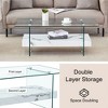 Lirago Modern Two-Tier Coffee Table-White Marble Pattern & Clear Glass, Versatile Design for Living Room & Office - 4 of 4