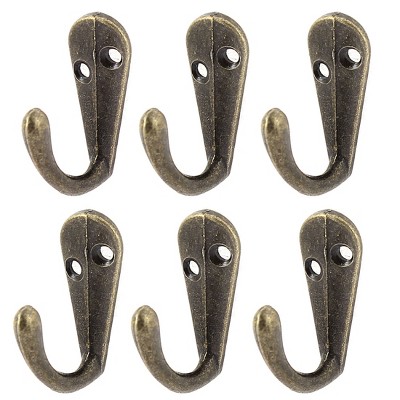 Unique Bargains Bedroom Clothes Coat Vintage Style Wall Mounted Hanger Hook Bronze Tone 6 Pcs