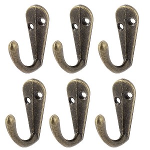Unique Bargains Bedroom Clothes Coat Vintage Style Wall Mounted Hanger Hook Bronze Tone 6 Pcs - 1 of 4