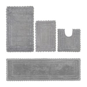 Lilly Crochet Collection 100% Cotton Tufted Reversible 4-Piece Bath Rug Set – Super Absorbent, Machine Washable Bathroom Mats with Crochet Pattern - 1 of 4