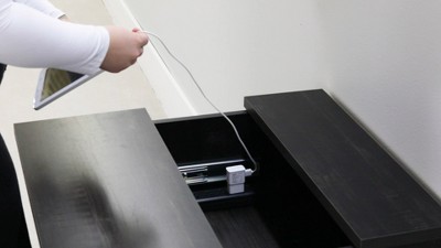 Rubbed Black 2-Drawer Nightstand with Charging Station