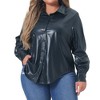 Agnes Orinda Women's Plus Size Faux Leather Long Sleeves Button Motorcycle Biker Moto Button Down Shirts - 2 of 4
