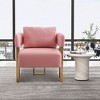 Modern Decorative 2PC Teddy Fleece Upholstered Side Chairs with Gold Metal Legs, Ergonomic Cushion, No Wheels, Suitable for Living Room - 2 of 4