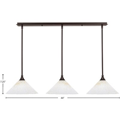 Toltec Lighting Any 3 - Light Chandelier in  Dark Granite with 12" Gold Ice Shade