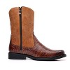 Santimon Men's Crocodile Western Cowboy Boots, Side Zipper, Mid Calf Wide Square Toe Boots - 4 of 4