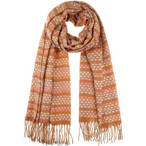 INSPIRE CHIC Women's Colorful Plaid Blended Cashmere Fringe Winter Warm Scarves 1Pc - 1 of 4