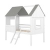 Wood House Bed Twin Size Low Loft Bed with Two Side Windows, Guardrail and Ladder for Girls Boys Kid - 4 of 4