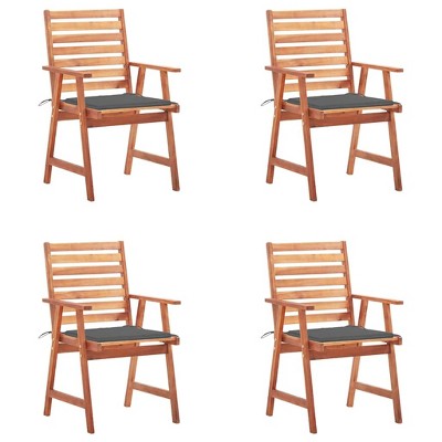 vidaXL Outdoor Chair Set of 4 Anthracite Solid Acacia Wood Standard