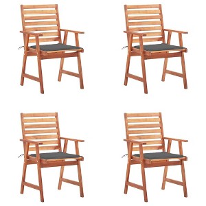 vidaXL Outdoor Chair Set of 4 Anthracite Solid Acacia Wood Standard - 1 of 4