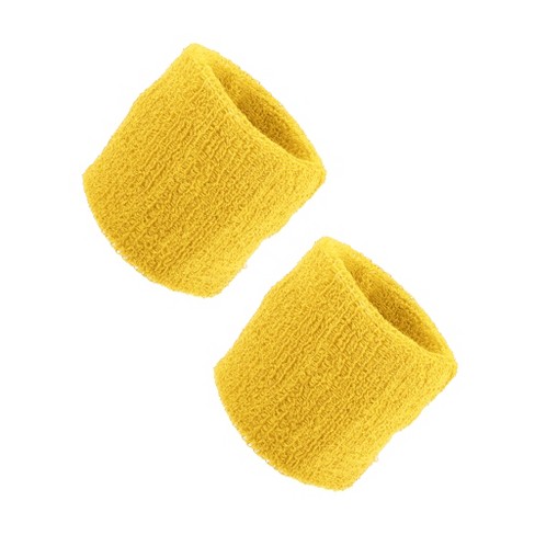 Unique Bargains Wrist Sweat Bands Wristbands For Sport Absorbing Cotton  Terry Cloth 3.15 Yellow 1 Pair : Target