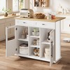 Mobile Kitchen Island Cart with Storage & Drop Leaf - Rolling Kitchen Cabinet with Drawer, Shelf & Spice Rack, Wood Dining Room Furniture - 2 of 4