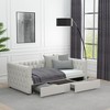 Twin Size Velvet Upholstered Daybed with Tufting, Button Accents, and Copper Nailhead Trim on Waved Arms - 2 of 4