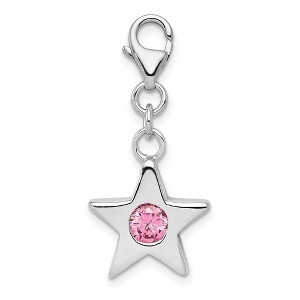 Black Bow Jewelry Sterling Silver October CZ Birthstone 13mm Star Clip-on Charm - 1 of 4