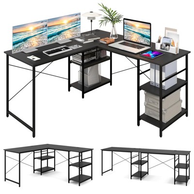 Homcom L-shaped Corner Home Office Computer Desk, Study Table Pc  Workstation With Storage Shelf, Space Saving : Target