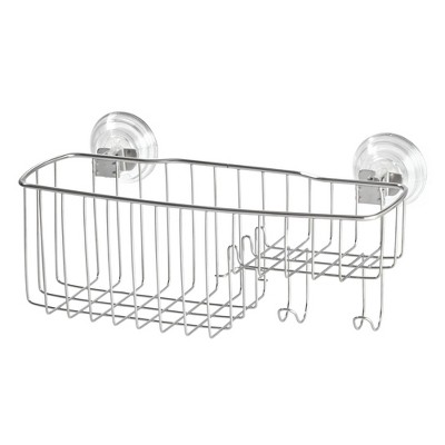 Silver Stainless Steel Suction Mount Shower Basket