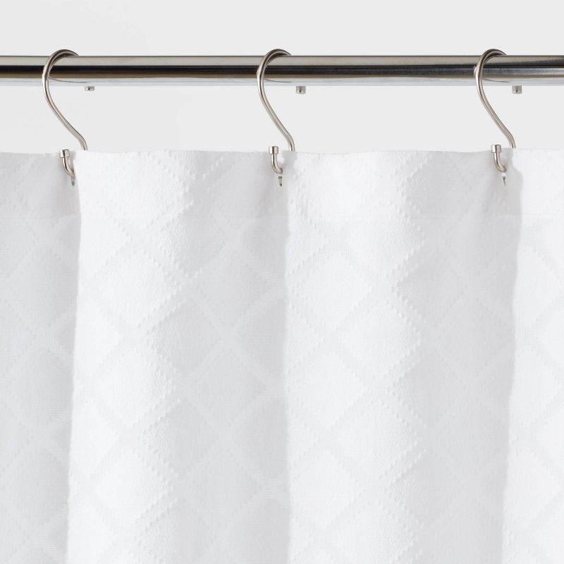 Dyed Clipped Diamond Shower Curtain White - Threshold&#8482;, 3 of 7