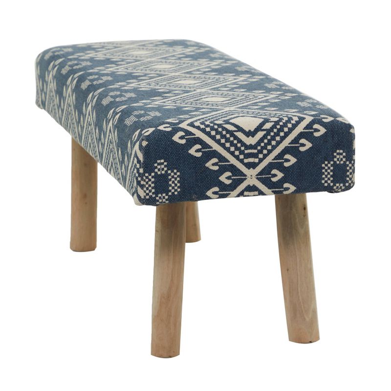 Bohemian Wood Cotton Upholstered Bench - Olivia & May, 3 of 8