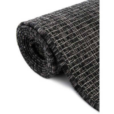 4' x 6' Black Synthetic Outdoor Area Rug: Flat Woven, Washable, Reversible