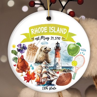 Artistic Rhode Island State Themes and Landmarks Christmas Ornament| OrnamentallyYou