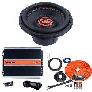 Memphis MJP1222 12" Dual 2 Ohm MOJO Pro Subwoofer with a MJP1000.1 1000W Monoblock Amplifier and Memphis 4 ga Wire Kit - 1 of 4