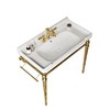 KIGFTSOD 36" Bathroom Console Sink, Wall-Mounted Green Ceramic Vanity Basin with 3 Pre-drilled Faucet Holes, No Faucet - 3 of 4