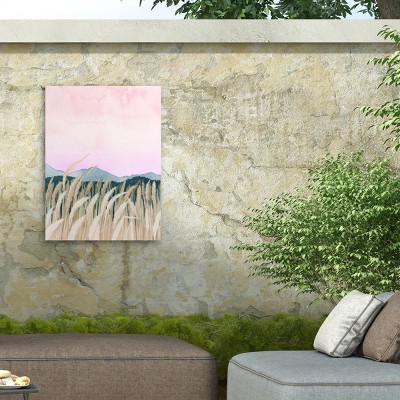 Grace Popp Light Pink and Green Mixed Media Landscape Canvas Art