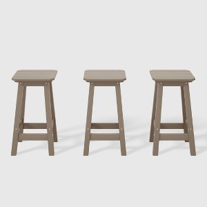 WestinTrends Malibu 24" All Weather Hdpe Outdoor Patio Square Backless Counter Stool (Set of 3) - 1 of 4