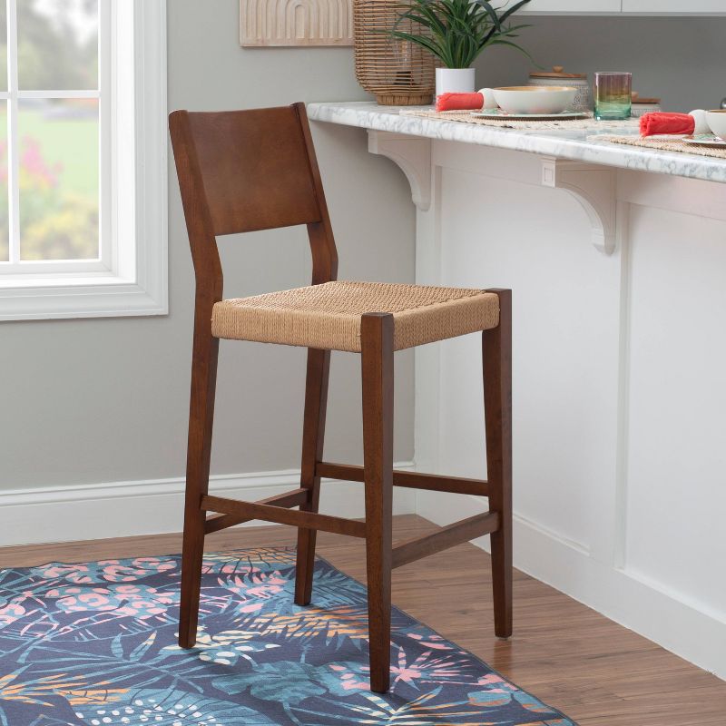 Set of 2 29&#34; Clara Handwoven Seagrass Seat Barstools Brown Wood Finish - Powell, 5 of 11