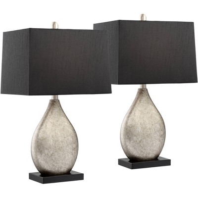 Regency Hill Modern Table Lamps Set of 2 with Black Rectangular Shade for Living Room Family Bedroom Bedside Nightstand Office